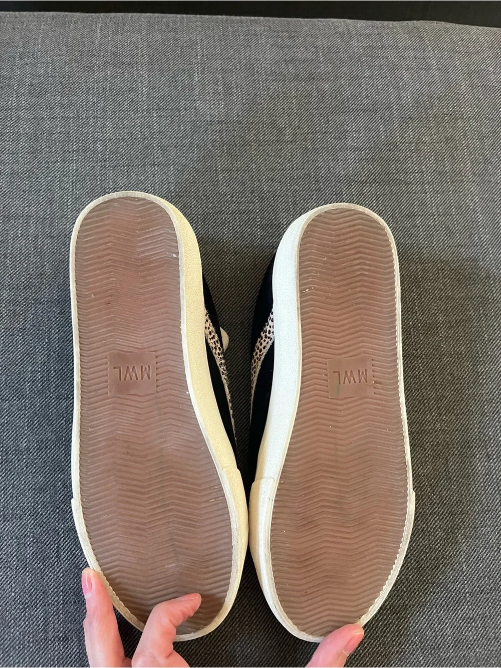 Madewell Sidewalk Low-Top Sneakers in black suede with a cheetah-spot calf hair